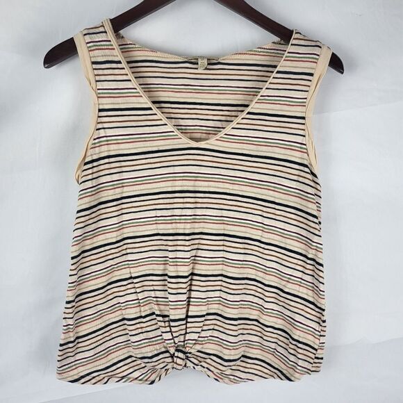 Anthropologie Bordeaux Gatineau Striped Twist Tank Size Small Multicolor V Neck - Picture 3 of 8